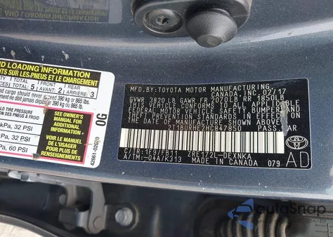 2017 Toyota Corolla Le from USA, damaged, VIN 2T1BURHE2HC847850